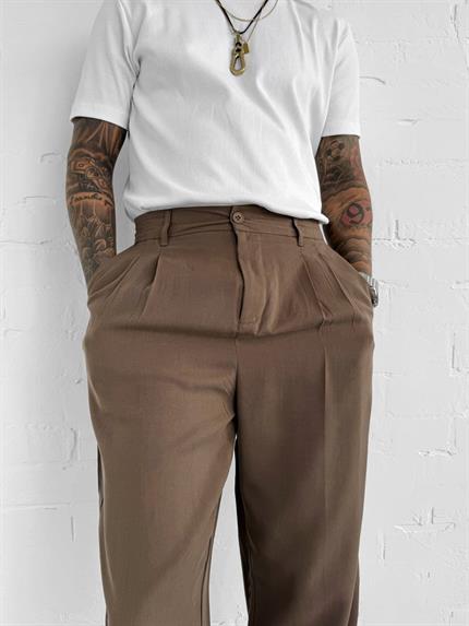 Erkek Baggy Fit Beli Lastikli Pantolon Kahverengi