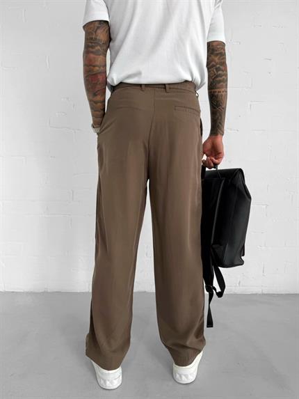 Erkek Baggy Fit Beli Lastikli Pantolon Kahverengi