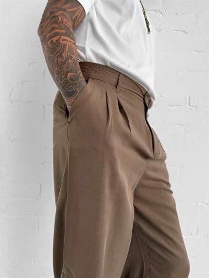 Erkek Baggy Fit Beli Lastikli Pantolon Kahverengi