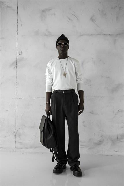 Erkek Baggy Fit Beli Lastikli Pantolon Siyah