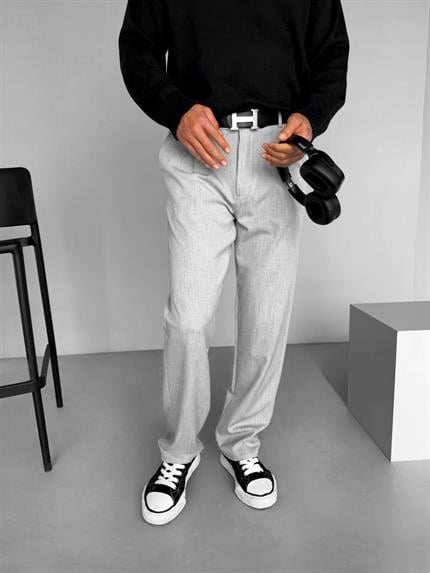 Erkek Baggy Fit Beli Lastikli Rahat Pantolon Gri