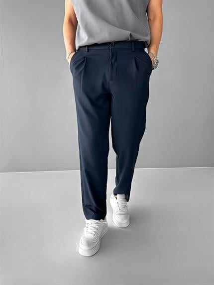 Erkek Baggy Fit Beli Lastikli Rahat Pantolon Lacivert