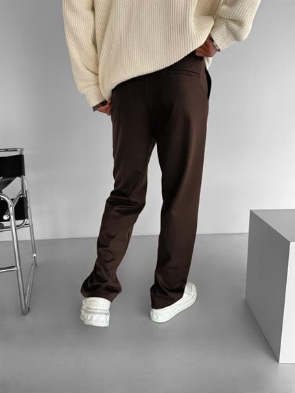 Erkek Baggy Fit Beli Lastikli Rahat Pantolon Kahverengi