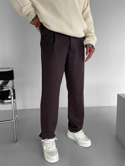 Erkek Baggy Fit Beli Lastikli Rahat Pantolon Mürdüm