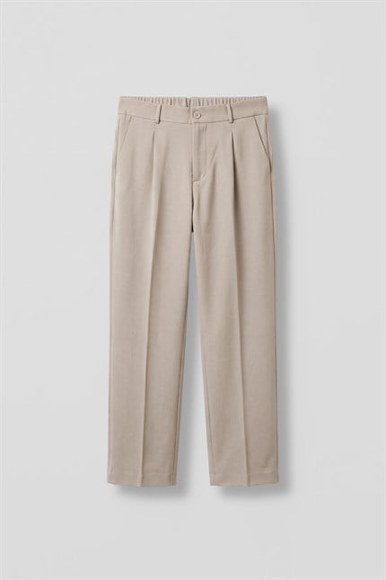 Erkek Baggy Fit Beli Lastikli Rahat Pantolon Bej