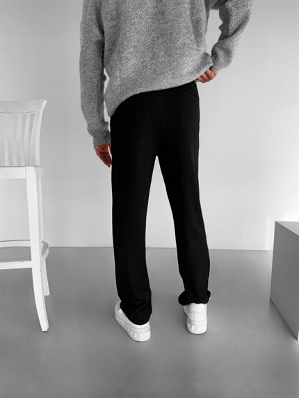 Erkek Baggy Fit Beli Lastikli Rahat Pantolon Siyah