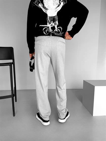 Erkek Baggy Fit Beli Lastikli Rahat Pantolon Gri