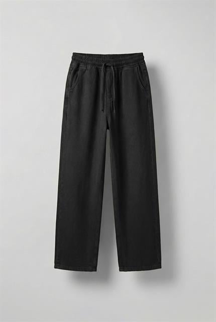 Erkek Baggy Fit Gabardin Kumaş Pantolon Siyah