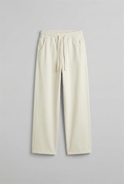 Erkek Baggy Fit Gabardin Kumaş Pantolon Ekru