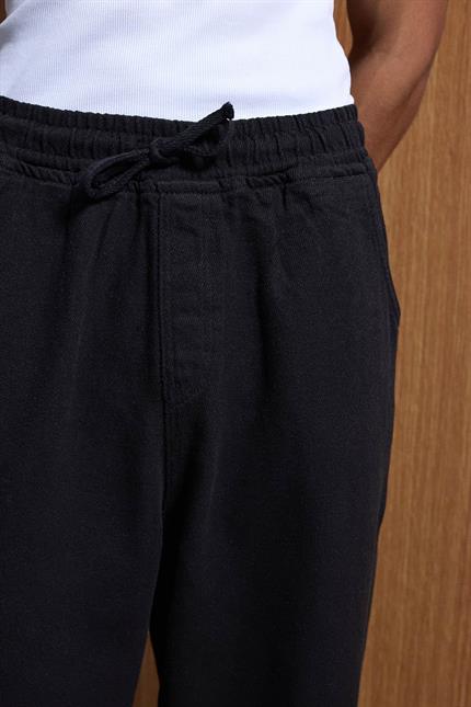 Erkek Baggy Fit Gabardin Kumaş Pantolon Siyah