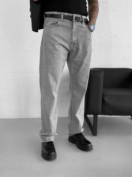 Erkek Baggy Fit Jean Açık Gri