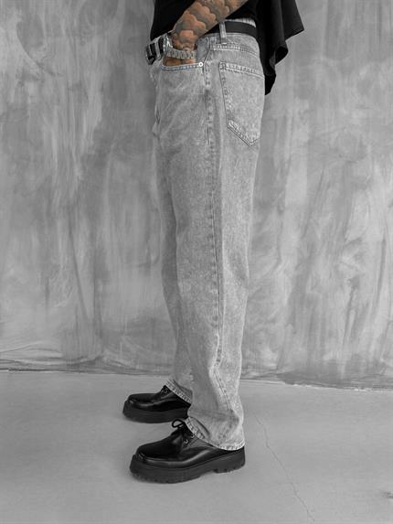 Erkek Baggy Fit Jean Açık Gri