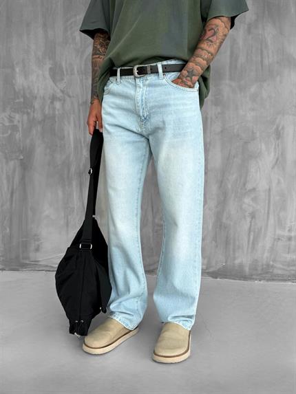 Erkek Baggy Fit Jean Açık Mavi
