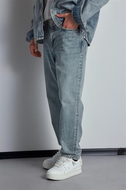 Erkek Baggy Fit Jean Açık Mavi