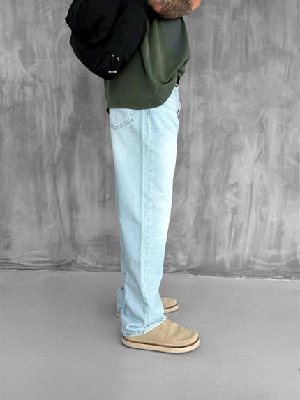 Erkek Baggy Fit Jean Açık Mavi