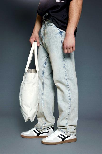 Erkek Baggy Fit Jean Açık Mavi