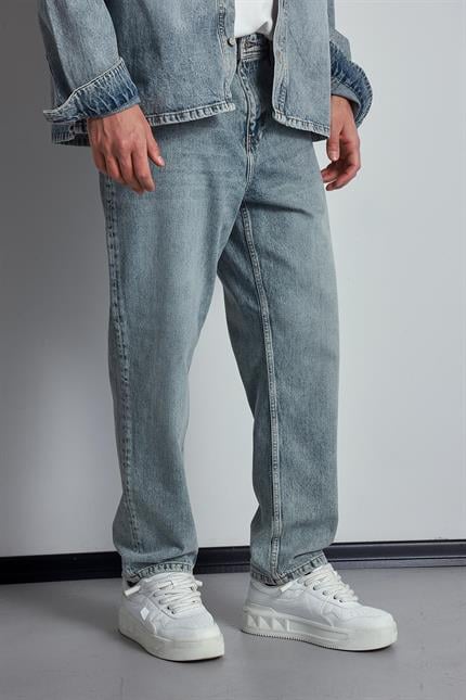 Erkek Baggy Fit Jean Açık Mavi