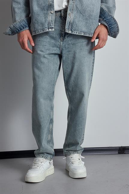 Erkek Baggy Fit Jean Açık Mavi