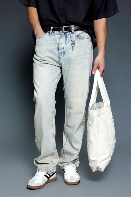 Erkek Baggy Fit Jean Açık Mavi