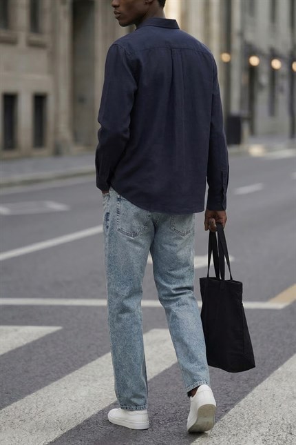 Erkek Baggy Fit Jean Açık Mavi