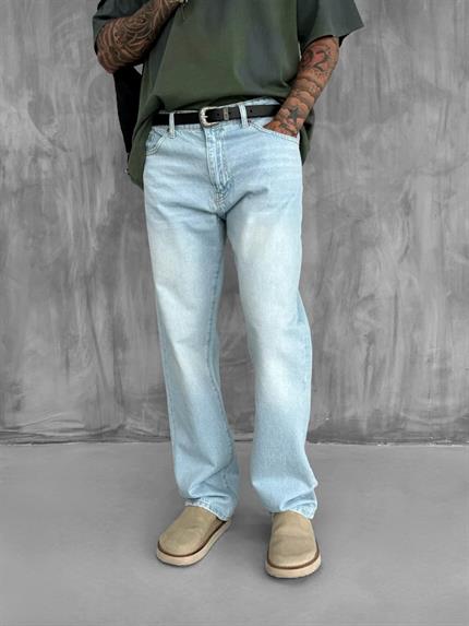 Erkek Baggy Fit Jean Açık Mavi