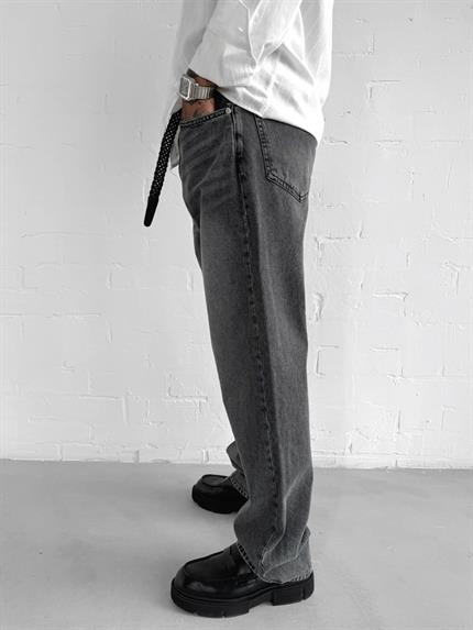 Erkek Baggy Fit Jean Koyu Gri