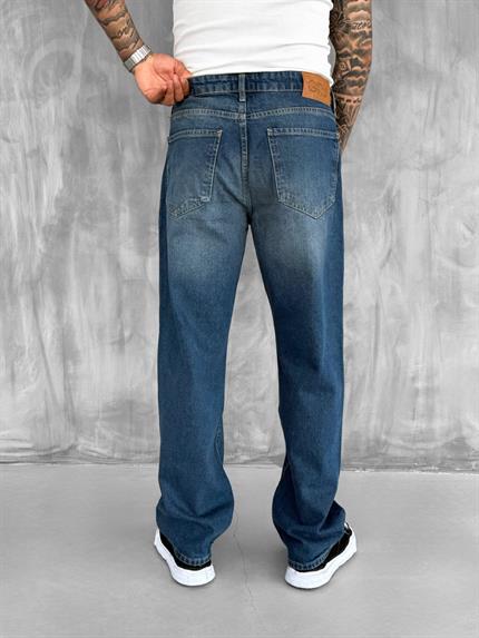 Erkek Baggy Fit Jean Koyu Mavi