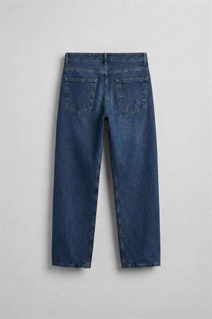 Erkek Baggy Fit Jean Koyu Mavi