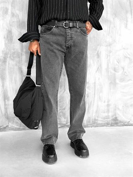 Erkek Baggy Fit Jean Pantolon Koyu Gri