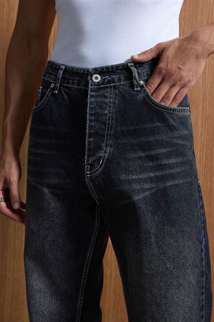 Erkek Baggy Fit Jean Siyah