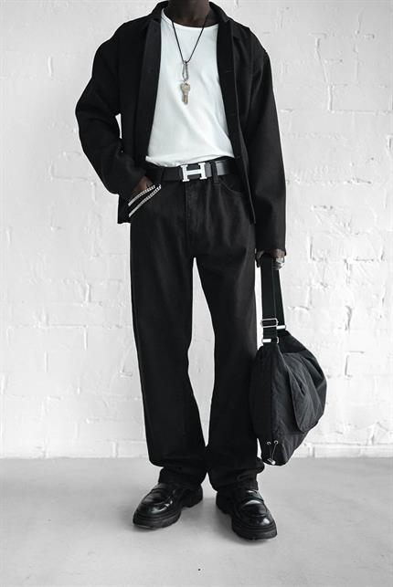 Erkek Baggy Fit Jean Siyah