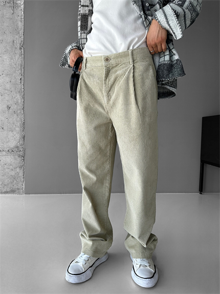 Erkek Baggy Fit Kadife Pantolon Mint