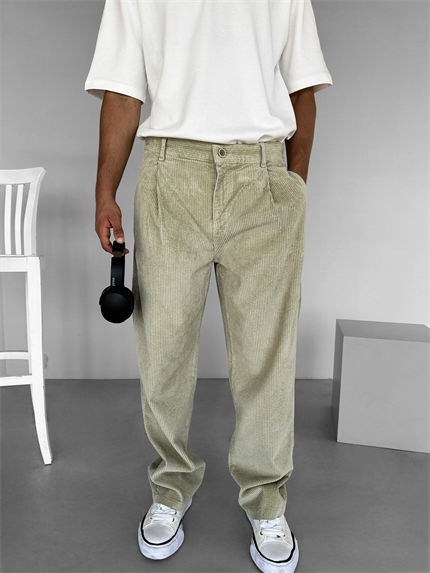 Erkek Baggy Fit Kadife Pantolon Mint