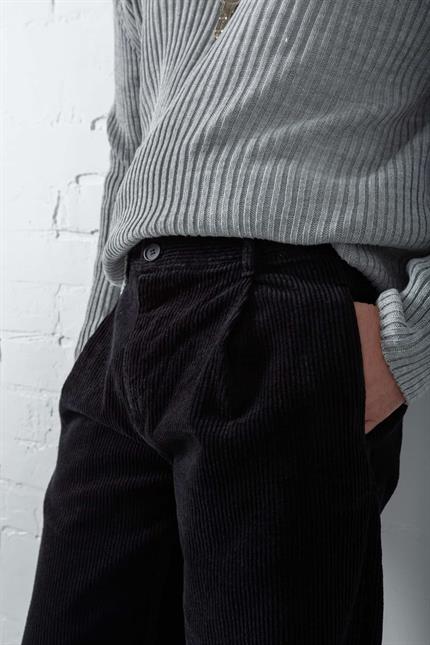 Erkek Baggy Fit Kadife Pantolon Siyah