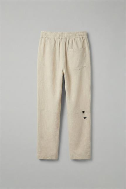 Erkek Baggy Fit Keten Pantolon Bej