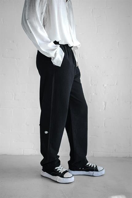 Erkek Baggy Fit Keten Pantolon Siyah