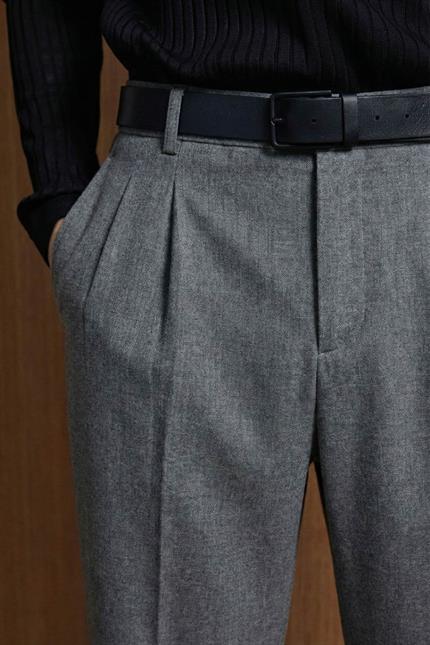 Erkek Baggy Fit Kumaş Pantolon Antrasit