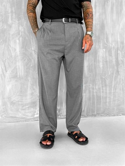 Erkek Baggy Fit Kumaş Pantolon Antrasit