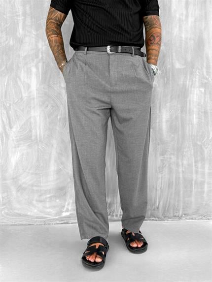 Erkek Baggy Fit Kumaş Pantolon Antrasit