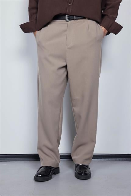 Erkek Baggy Fit Kumaş Pantolon Bej