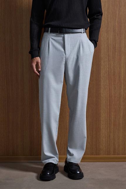 Erkek Baggy Fit Kumaş Pantolon Gri