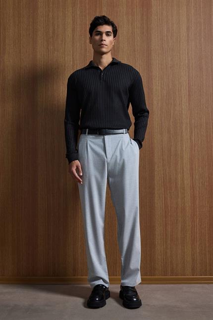 Erkek Baggy Fit Kumaş Pantolon Gri