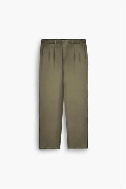 Erkek Baggy Fit Kumaş Pantolon Haki Yeşil