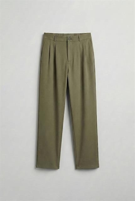 Erkek Baggy Fit Kumaş Pantolon Haki Yeşil