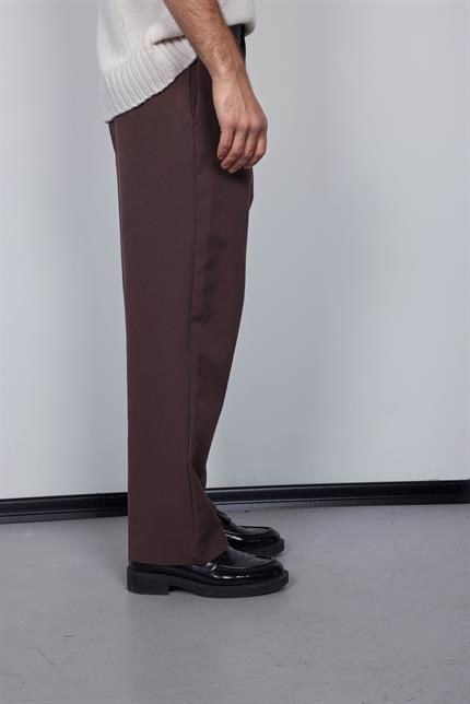 Erkek Baggy Fit Kumaş Pantolon Kahve