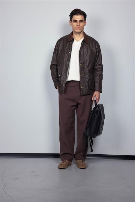 Erkek Baggy Fit Kumaş Pantolon Kahve