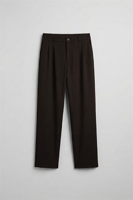 Erkek Baggy Fit Kumaş Pantolon Kahve