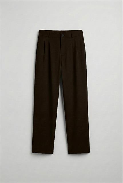 Erkek Baggy Fit Kumaş Pantolon Kahve