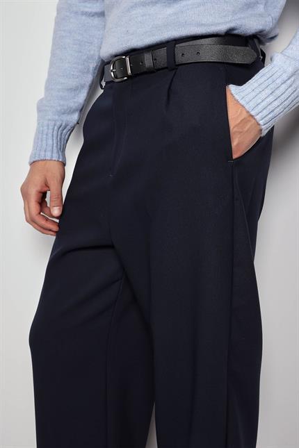 Erkek Baggy Fit Kumaş Pantolon Lacivert