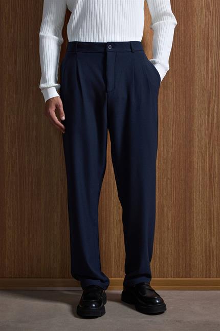 Erkek Baggy Fit Kumaş Pantolon Lacivert